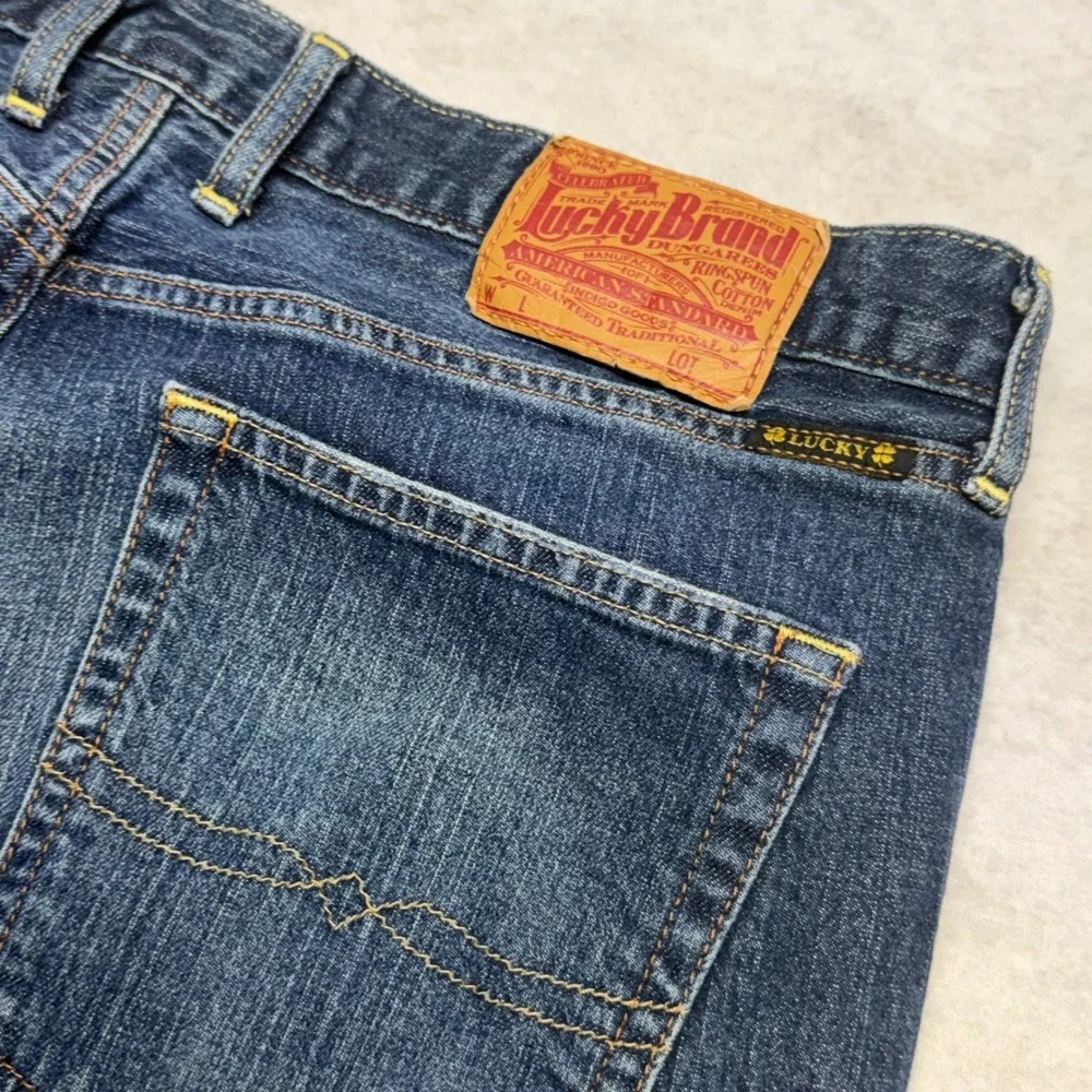 Lucky Brand Straight Leg Mens Size 34 Blue Faded Denim Jeans Classic Western
